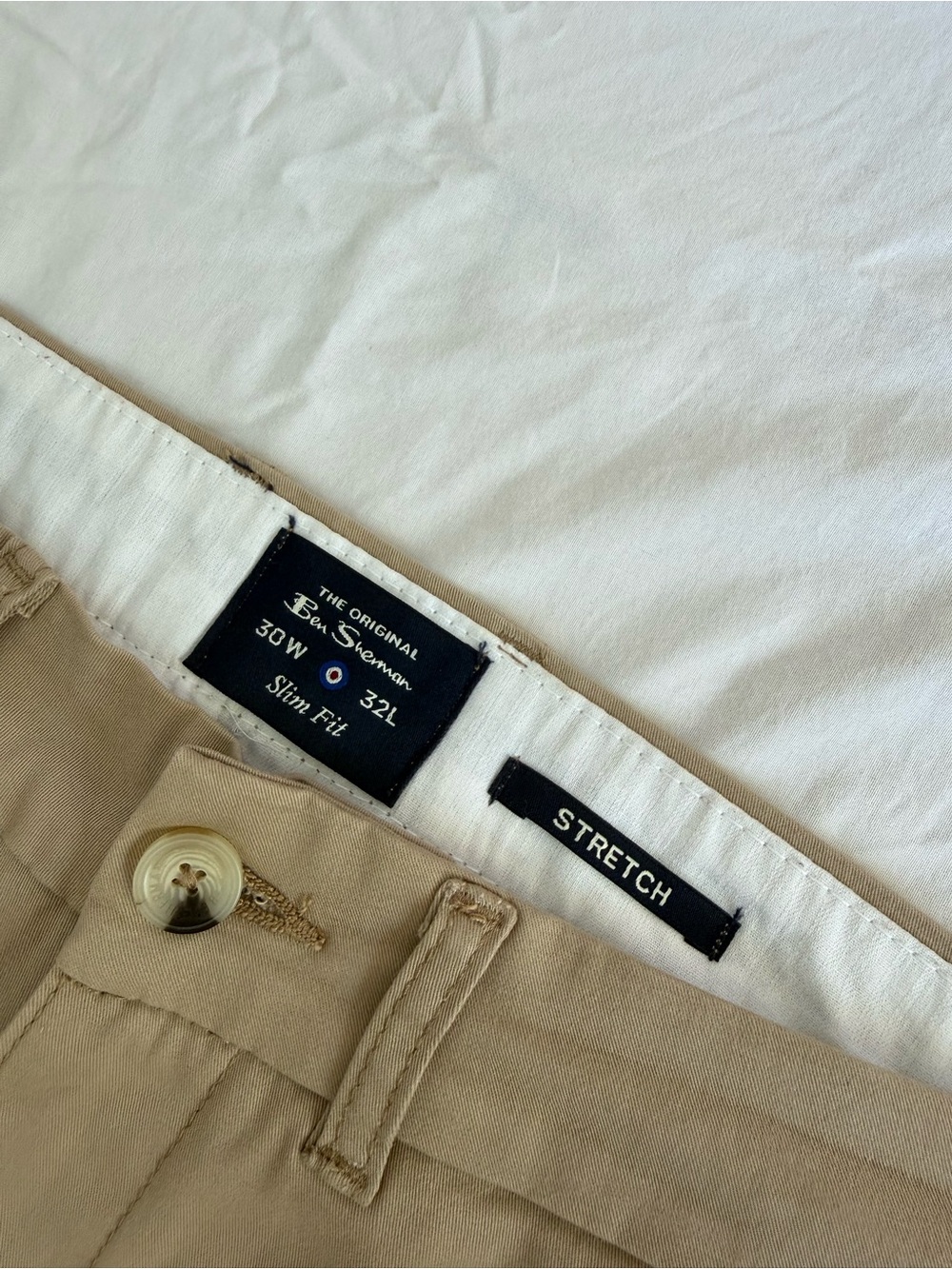 Ben Sherman Slim Fit Stretch Khaki Chinos - Beige